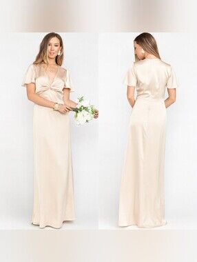 Show Me Your MuMu Rome Twist Champagne Luxe Satin Gown M Wedding Party Formal